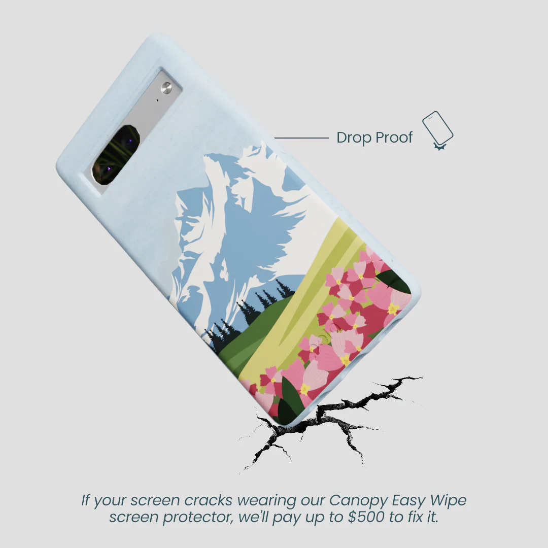Powder Blue Mountains and Blooms Google Pixel 7a Case - Image 4