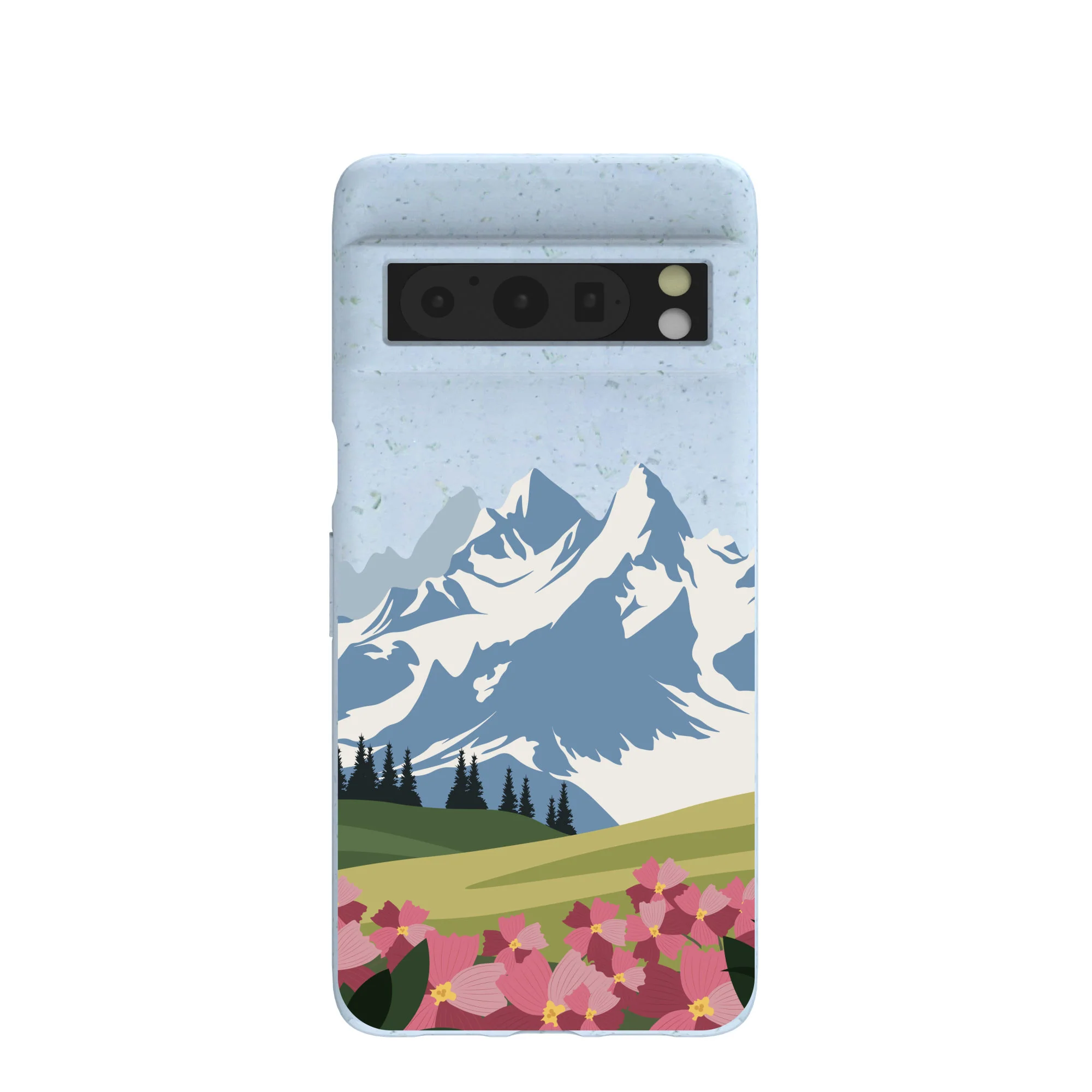 Powder Blue Mountains and Blooms Google Pixel 8 Pro Case