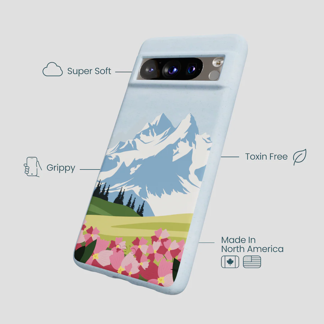 Powder Blue Mountains and Blooms Google Pixel 8 Pro Case - Image 3