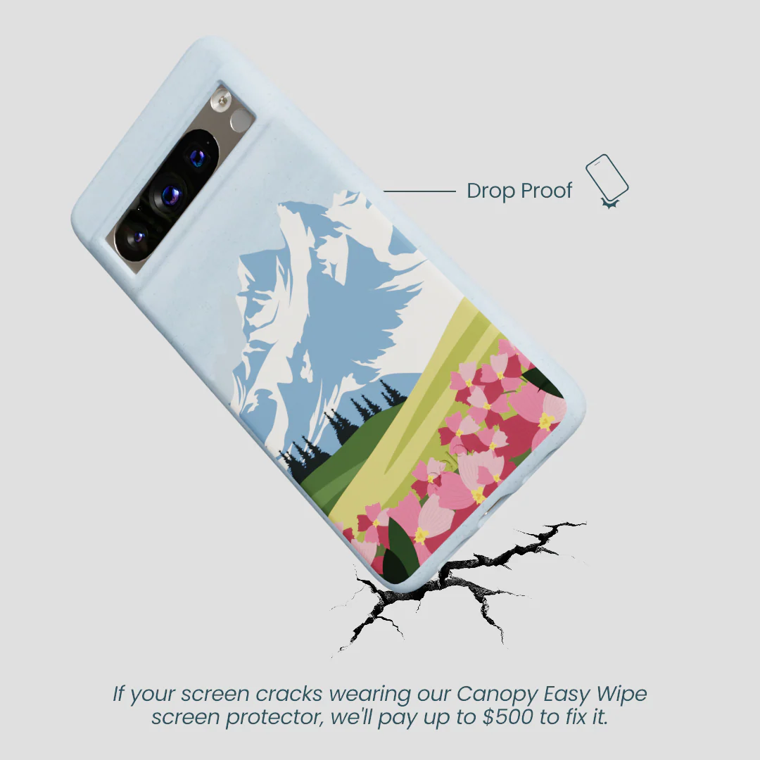 Powder Blue Mountains and Blooms Google Pixel 8 Pro Case - Image 4