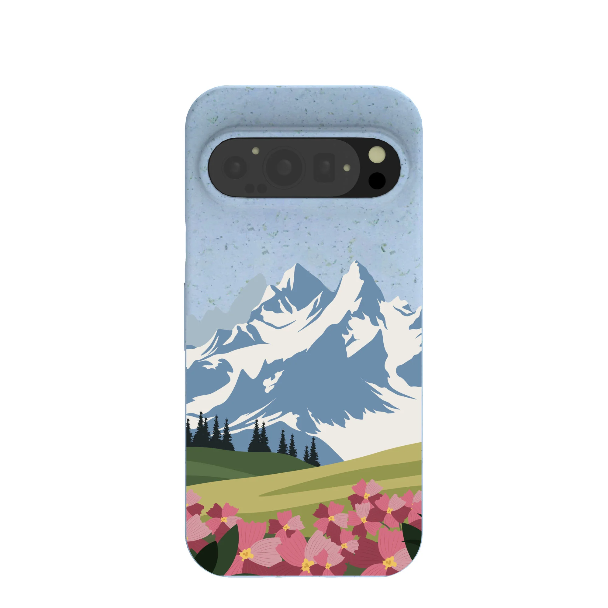Powder Blue Mountains and Blooms Google Pixel 9/9 Pro Case