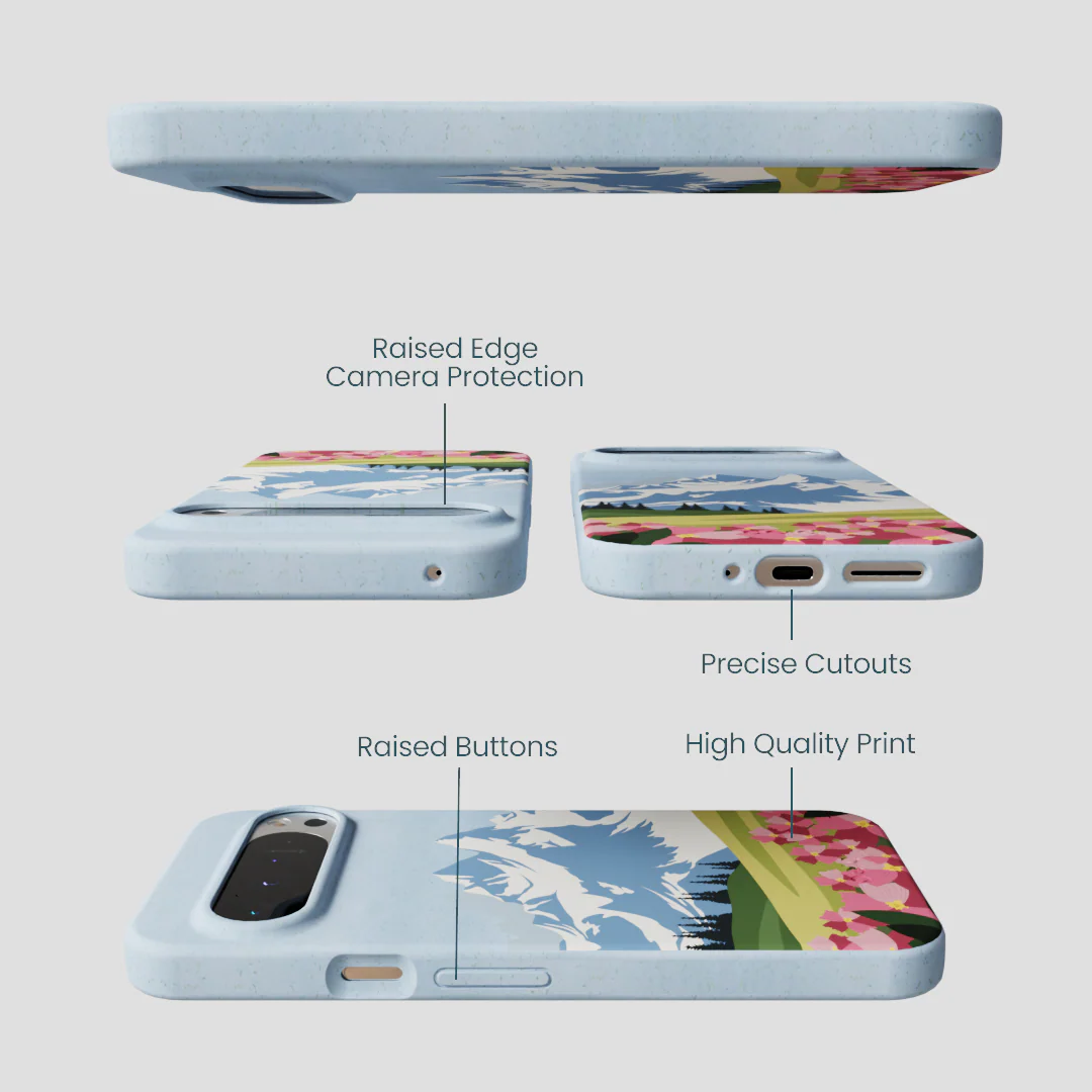 Powder Blue Mountains and Blooms Google Pixel 9 Pro XL Case - Image 2