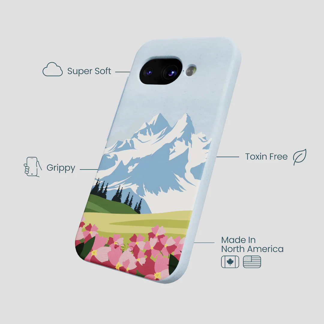 Powder Blue Mountains and Blooms Google Pixel 9a Case - Image 3