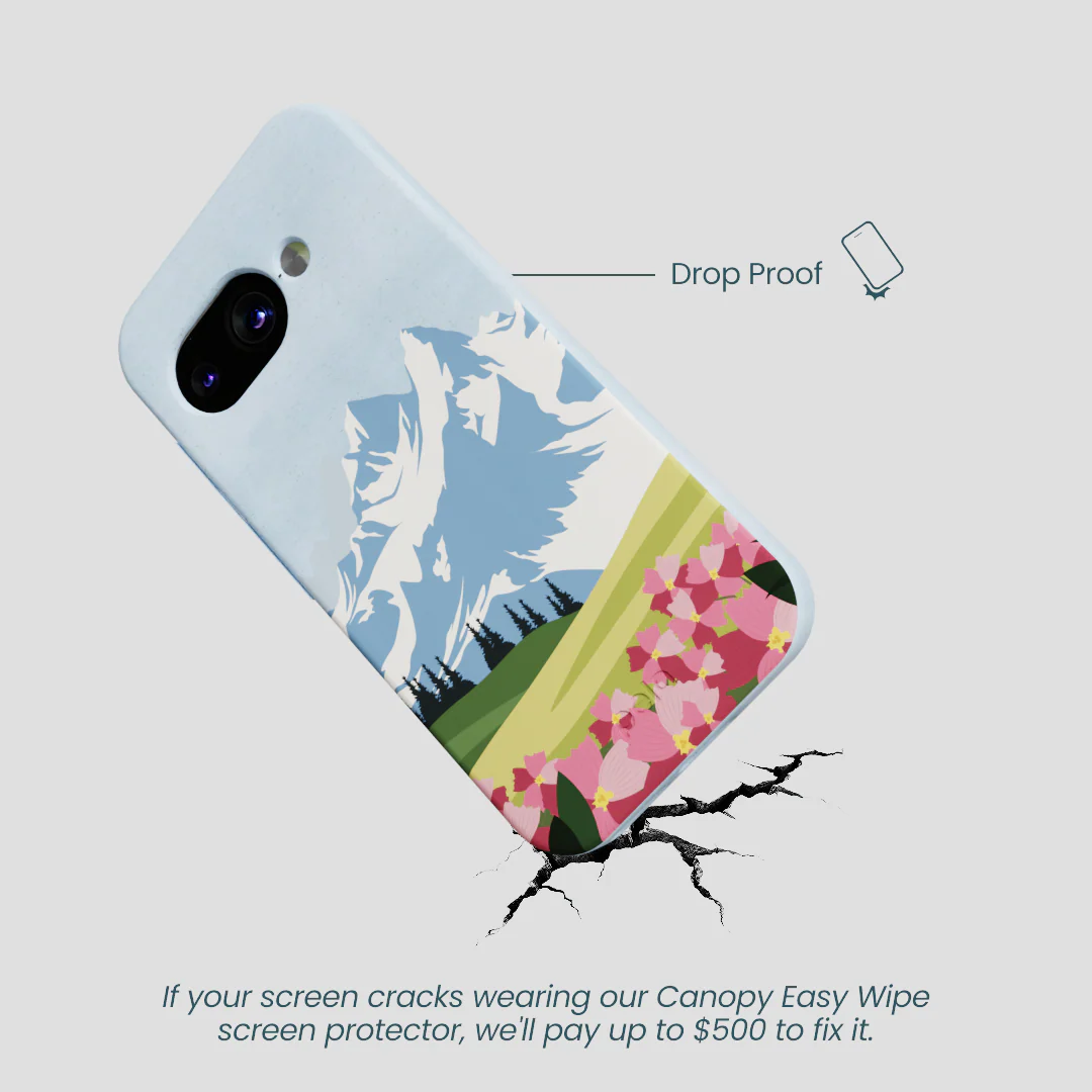Powder Blue Mountains and Blooms Google Pixel 9a Case - Image 4