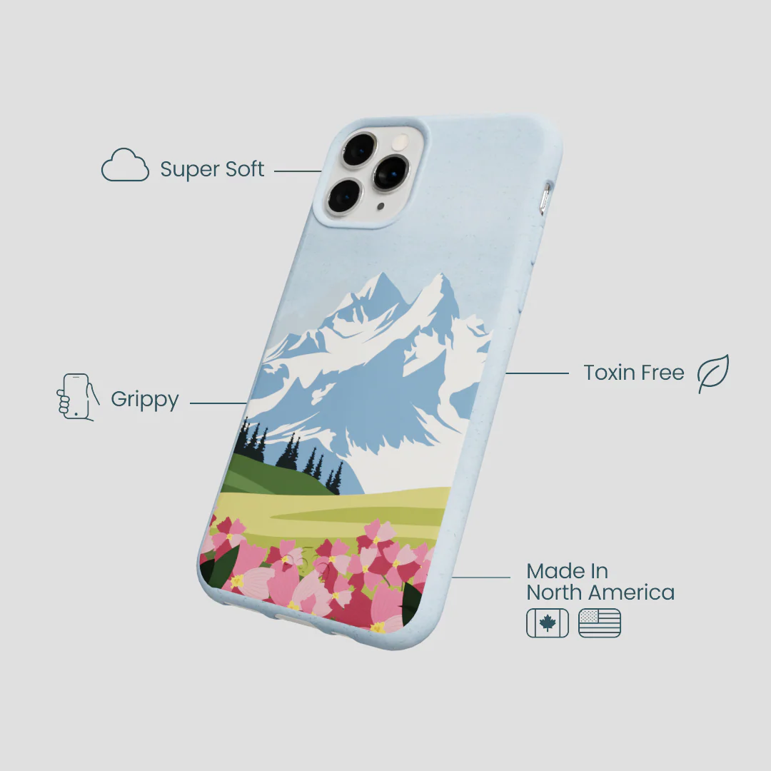 Powder Blue Mountains and Blooms iPhone 11 Pro Case - Image 3