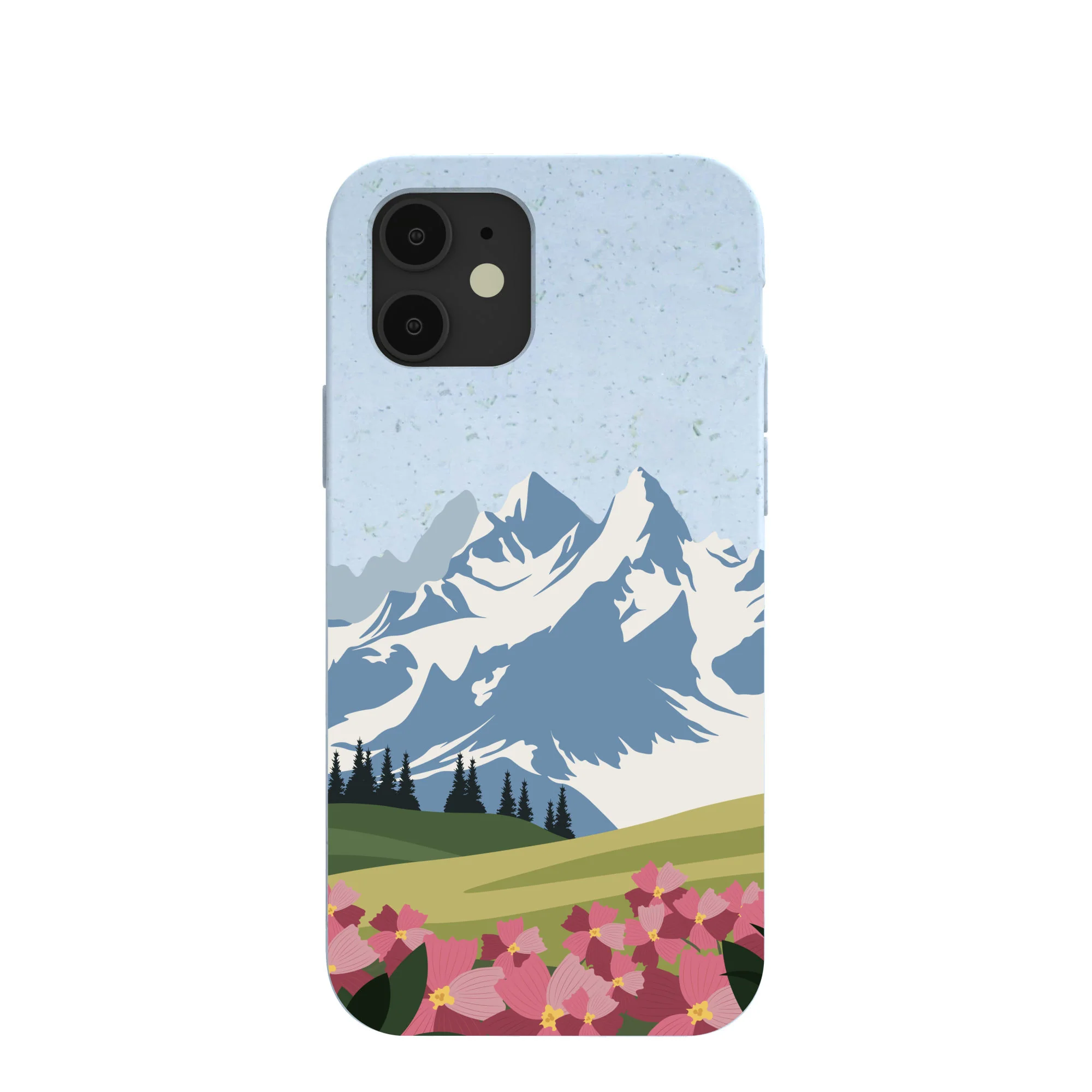 Powder Blue Mountains and Blooms iPhone 12/ iPhone 12 Pro Case