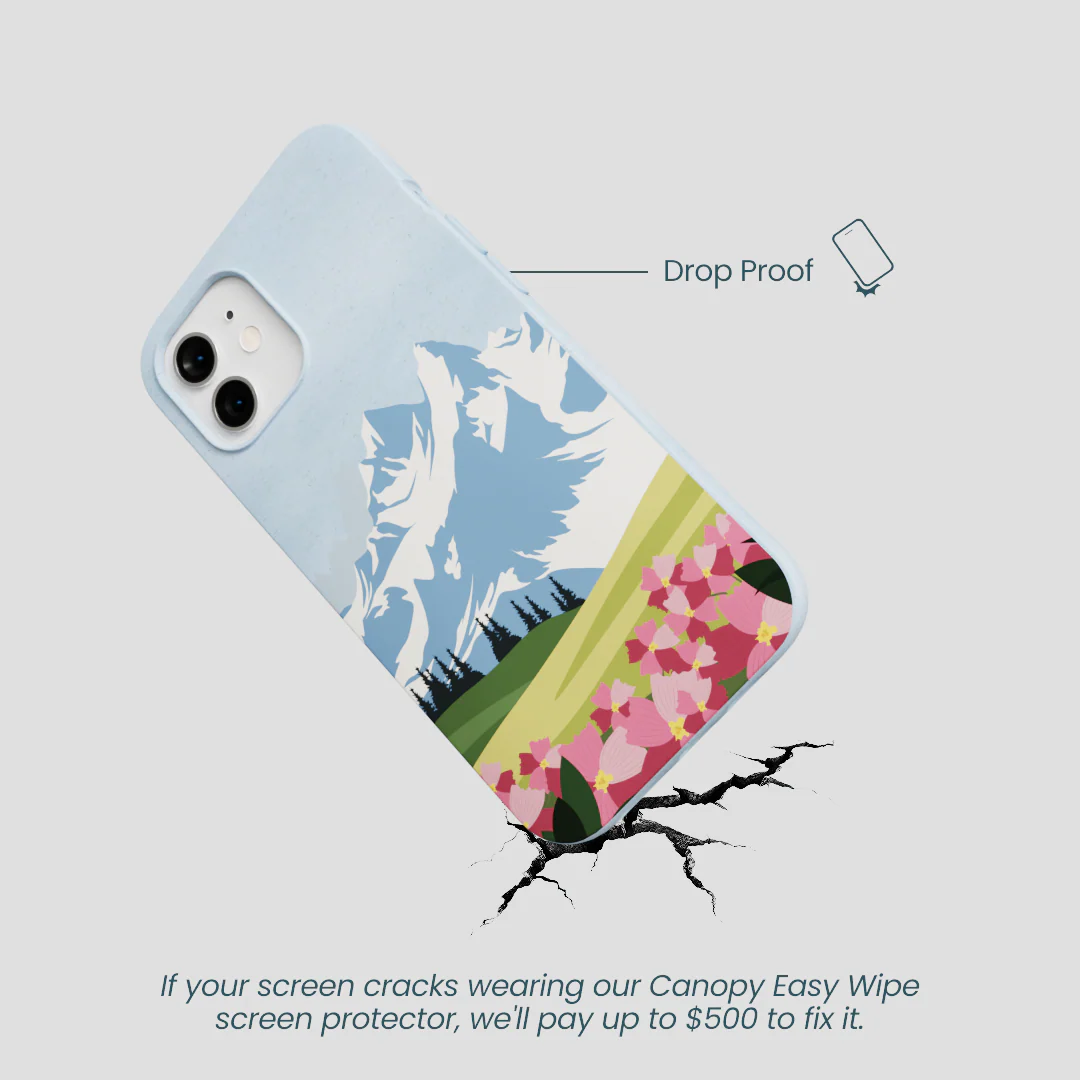 Powder Blue Mountains and Blooms iPhone 12/ iPhone 12 Pro Case - Image 4