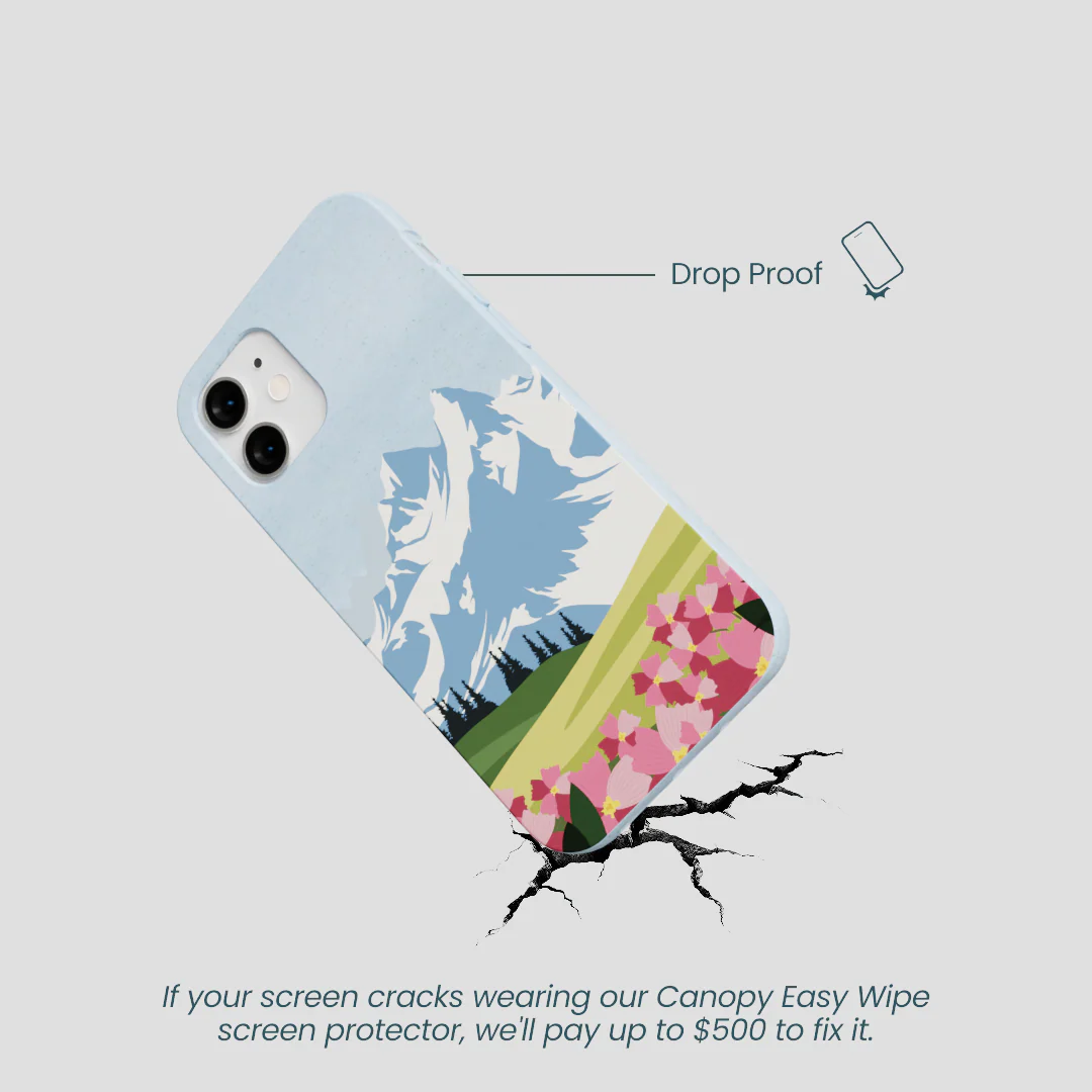 Powder Blue Mountains and Blooms iPhone 12 Mini Case - Image 4