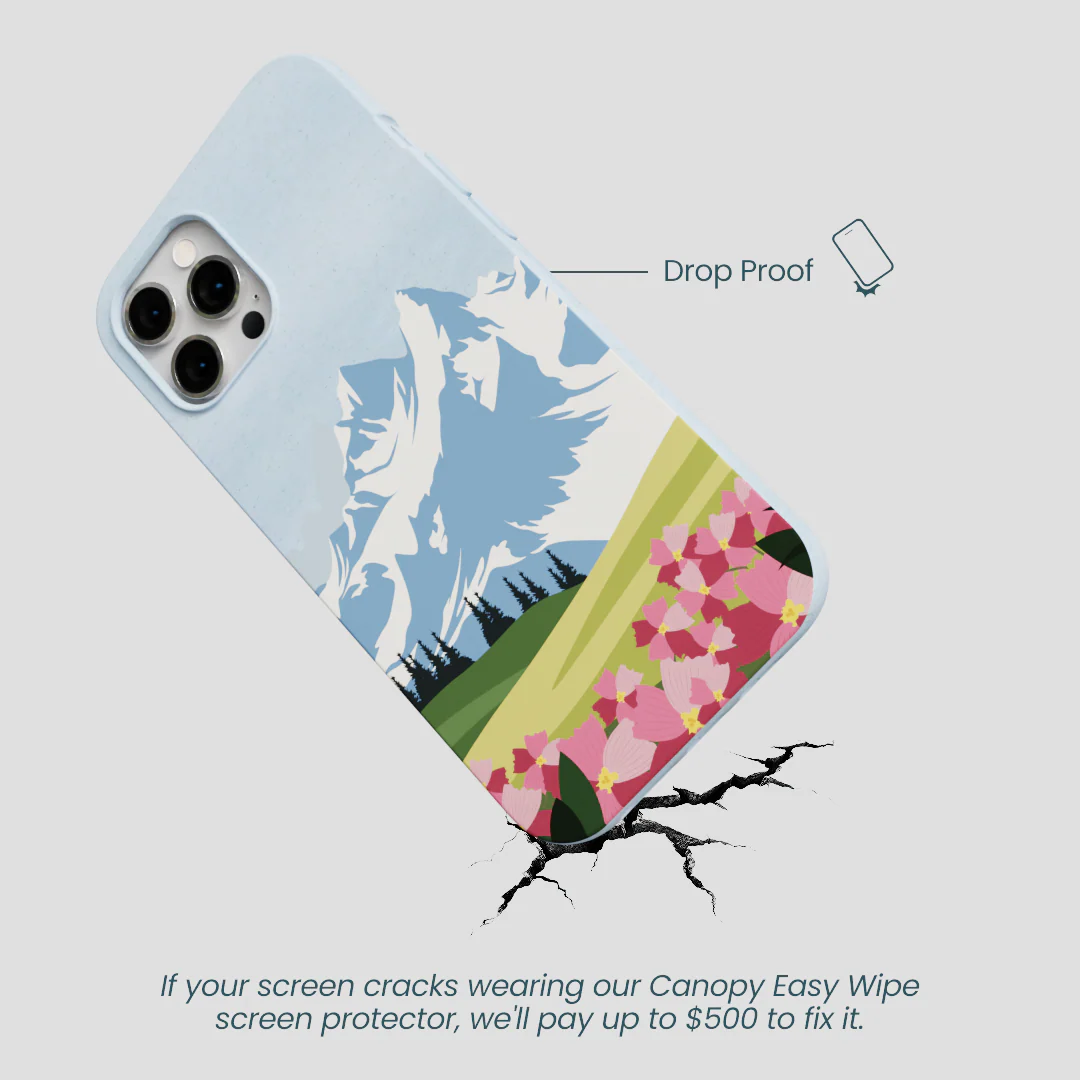 Powder Blue Mountains and Blooms iPhone 12 Pro Max Case - Image 4