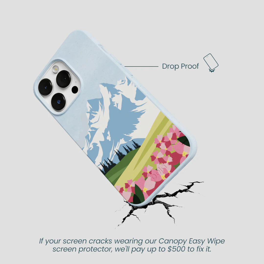 Powder Blue Mountains and Blooms iPhone 13 Pro Case - Image 5