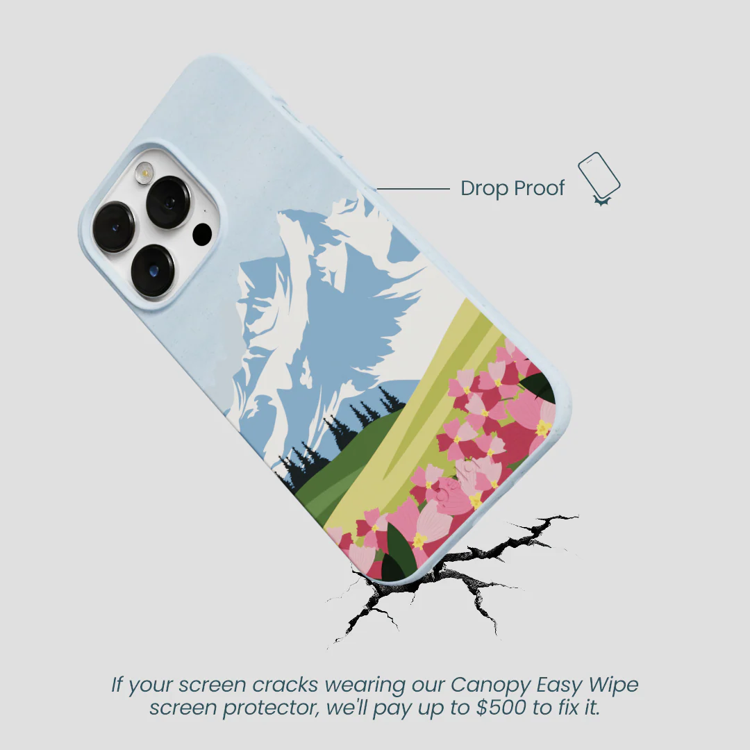 Powder Blue Mountains and Blooms iPhone 13 Pro Max Case - Image 5