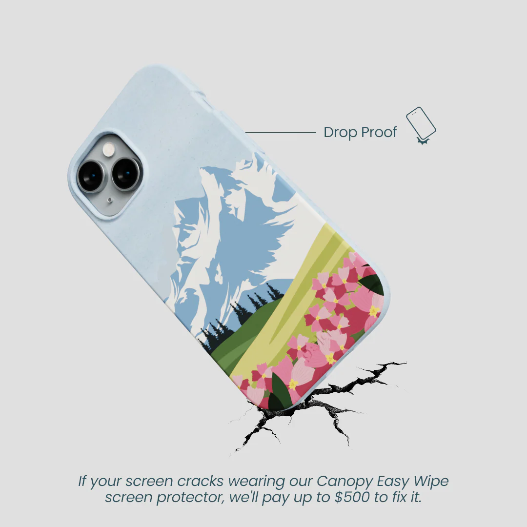 Powder Blue Mountains and Blooms iPhone 14 Case - Image 5