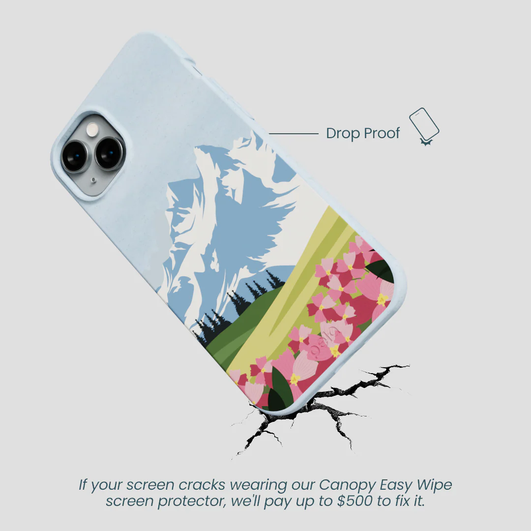 Powder Blue Mountains and Blooms iPhone 14 Plus Case - Image 5