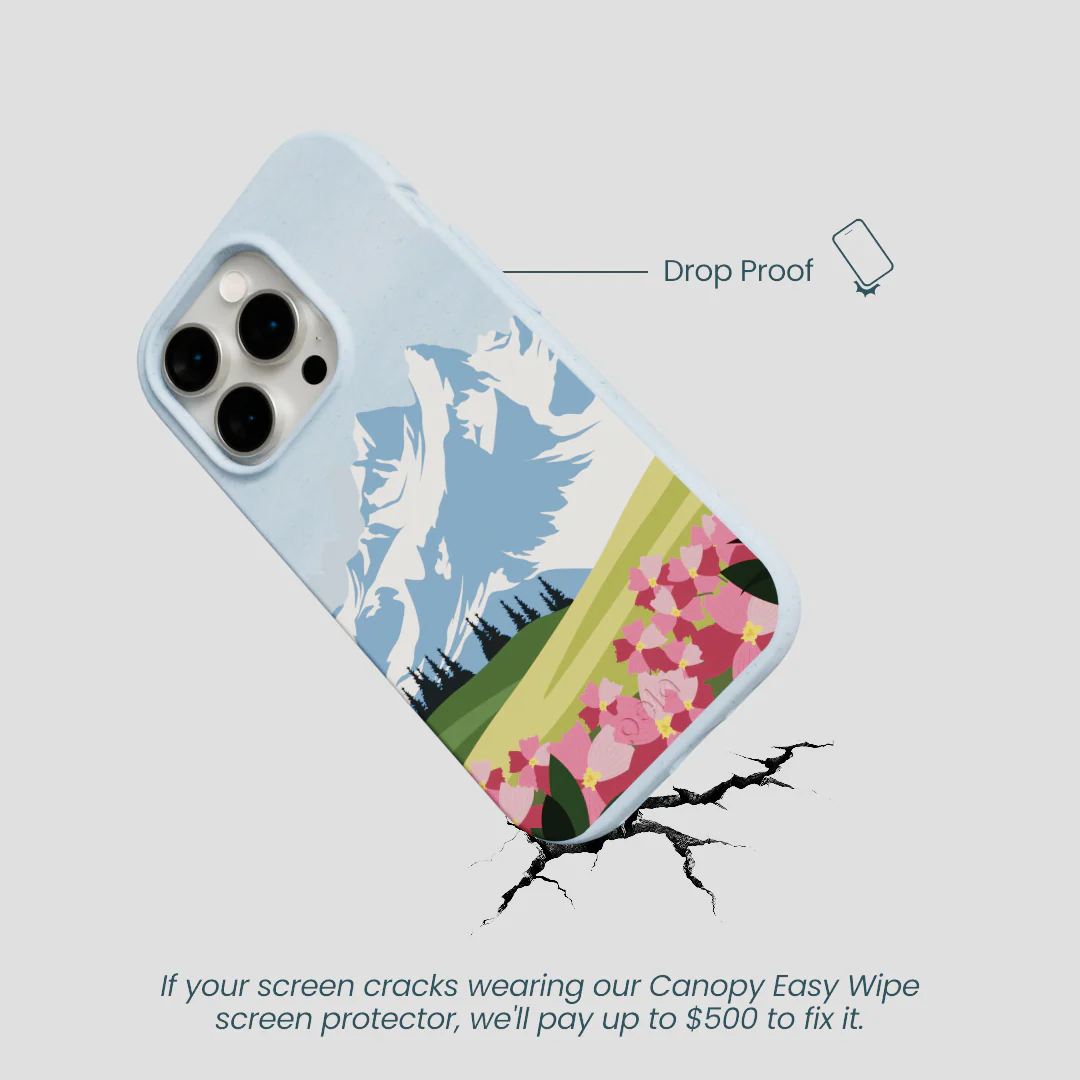 Powder Blue Mountains and Blooms iPhone 14 Pro Case - Image 5