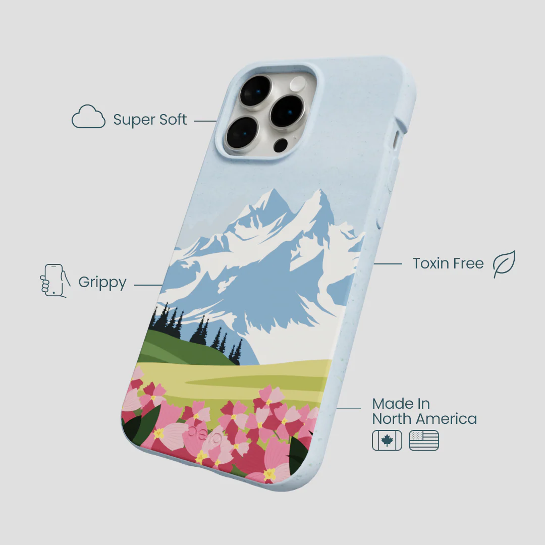 Powder Blue Mountains and Blooms iPhone 14 Pro Max Case - Image 4