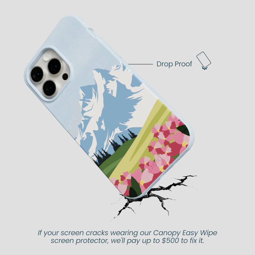 Powder Blue Mountains and Blooms iPhone 14 Pro Max Case - Image 5
