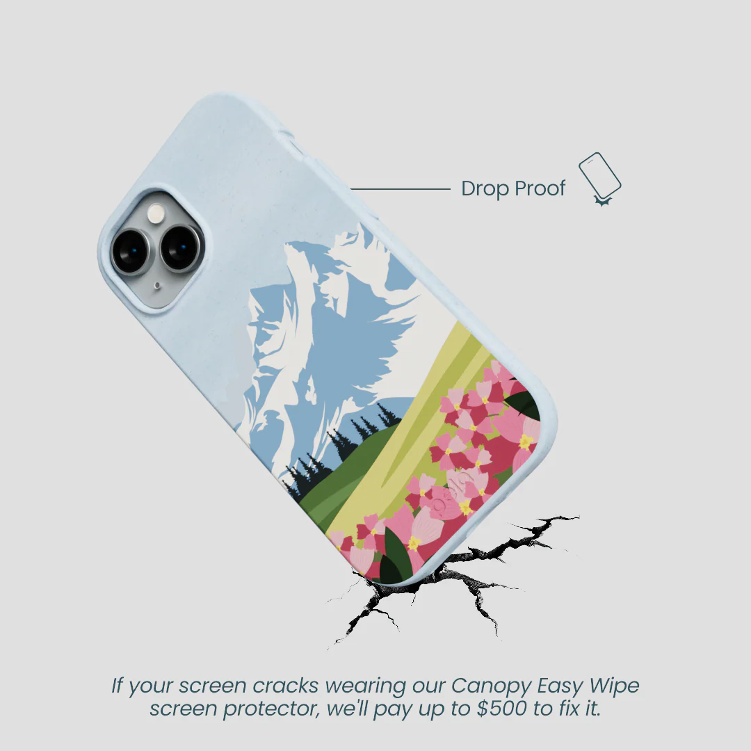 Powder Blue Mountains and Blooms iPhone 15 Case - Image 5
