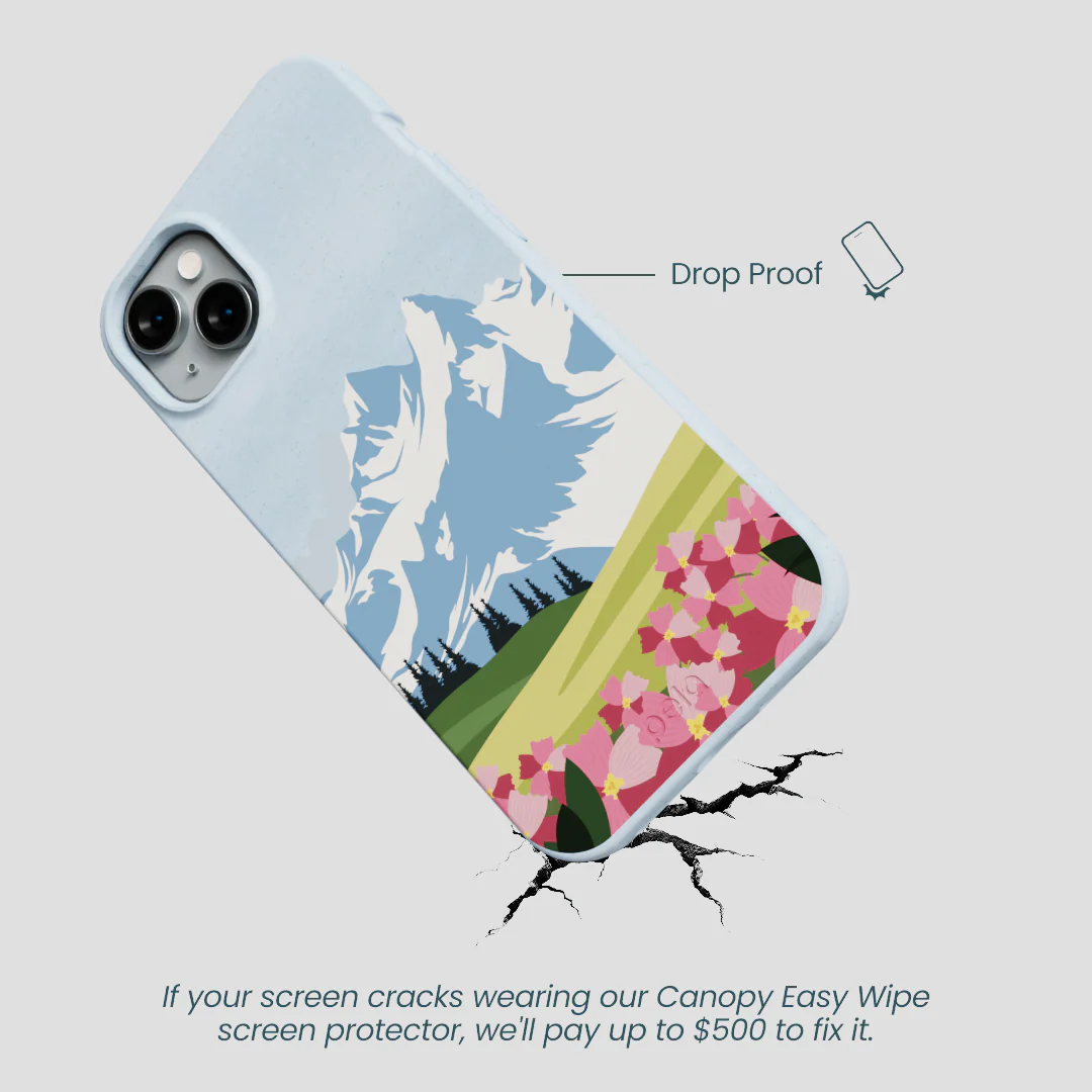 Powder Blue Mountains and Blooms iPhone 15 Plus Case - Image 5