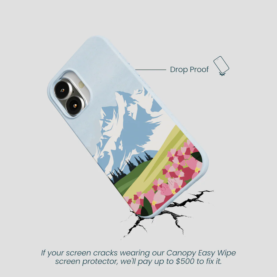 Powder Blue Mountains and Blooms iPhone 16 Case - Image 5