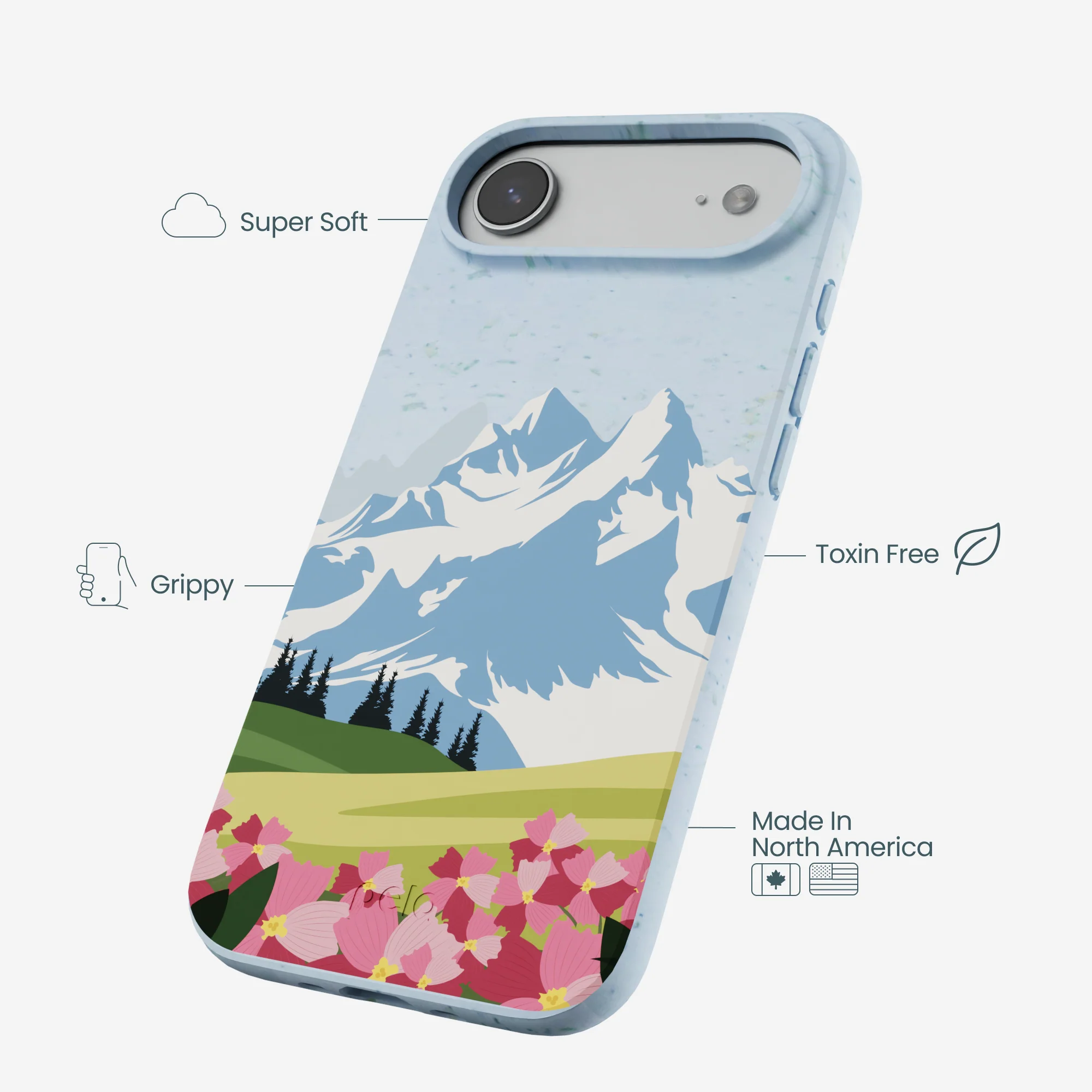 Powder Blue Mountains and Blooms iPhone 17 Air Case - Image 3