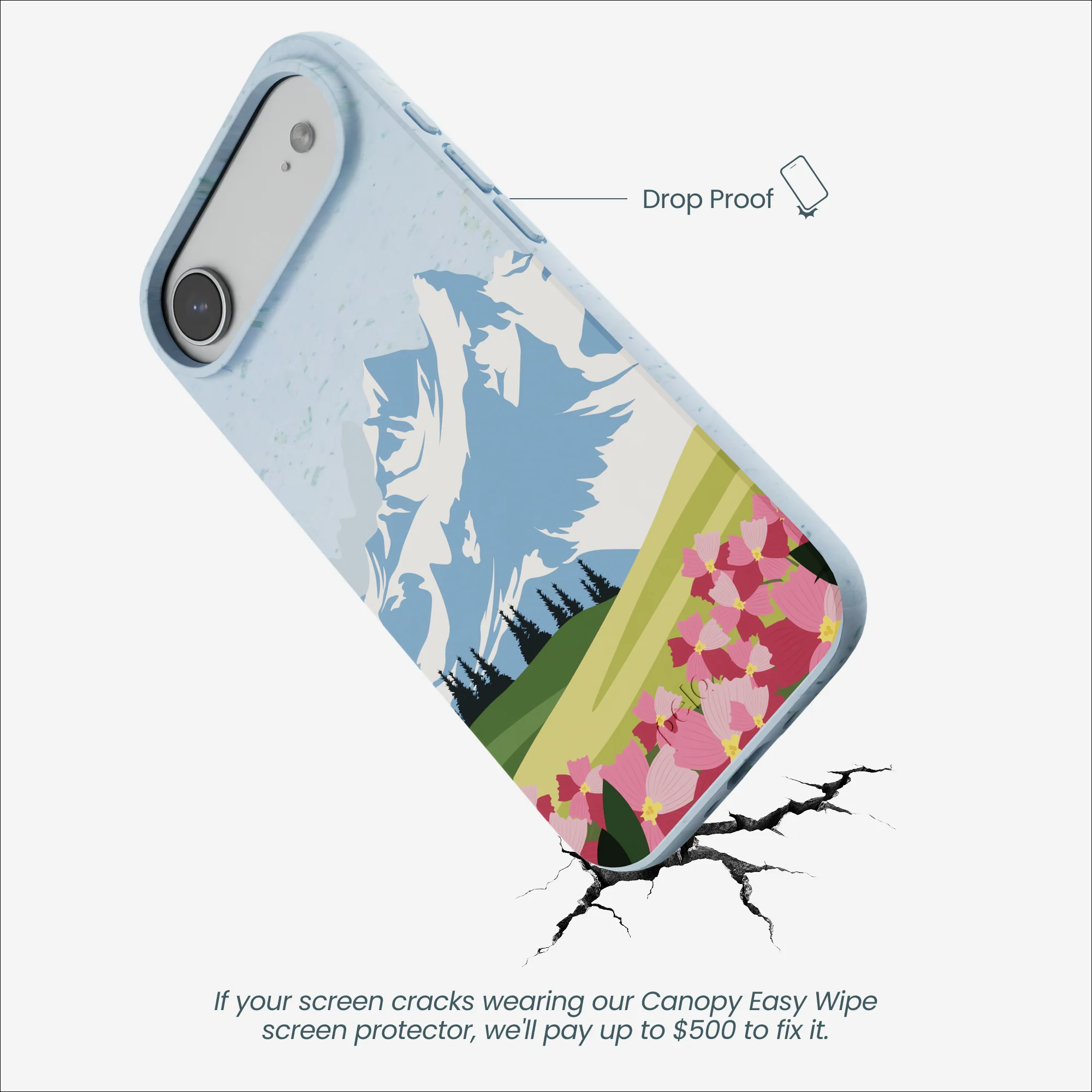 Powder Blue Mountains and Blooms iPhone 17 Air Case - Image 4