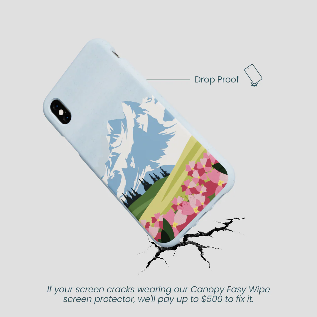 Powder Blue Mountains and Blooms iPhone XR Case - Image 4