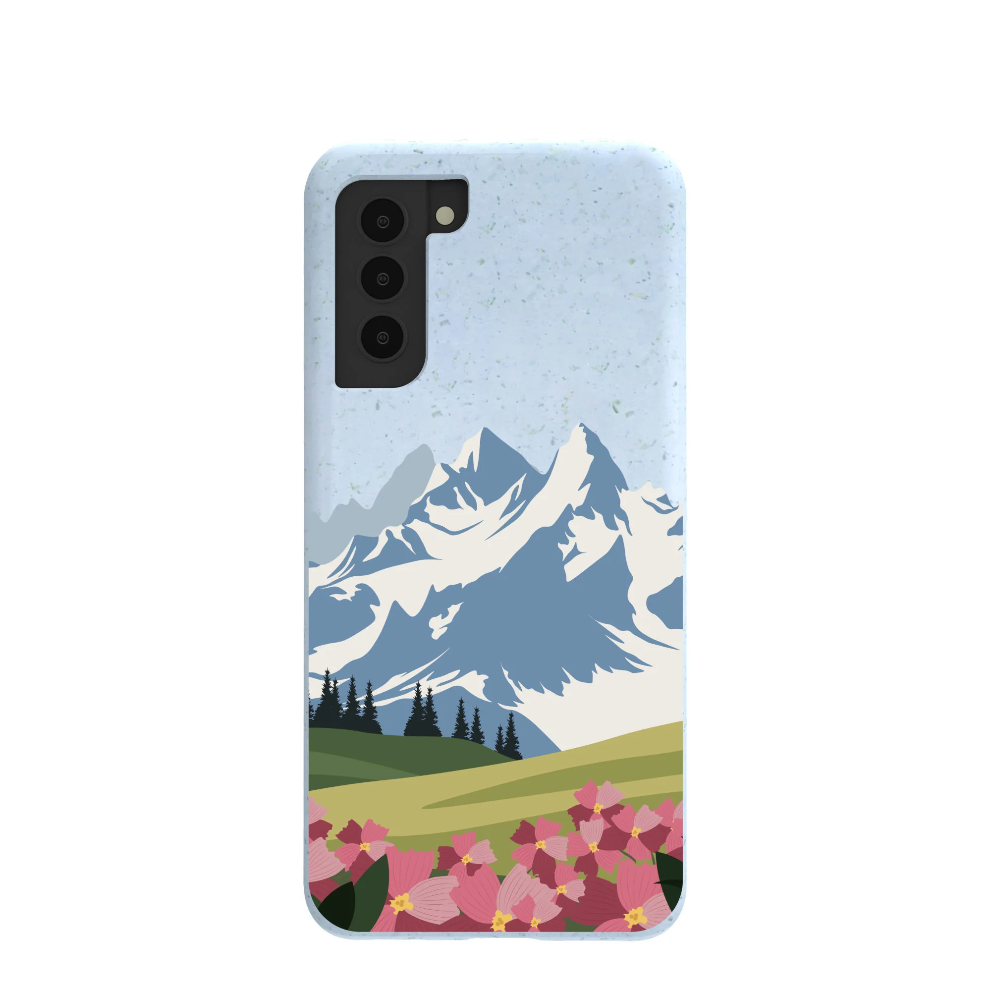 Powder Blue Mountains and Blooms Samsung Galaxy S21 Case