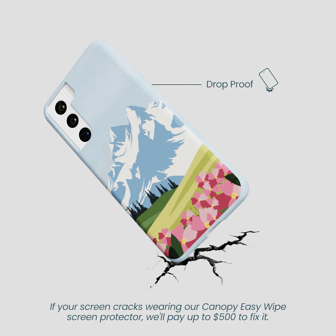 Powder Blue Mountains and Blooms Samsung Galaxy S21 Case - Image 4