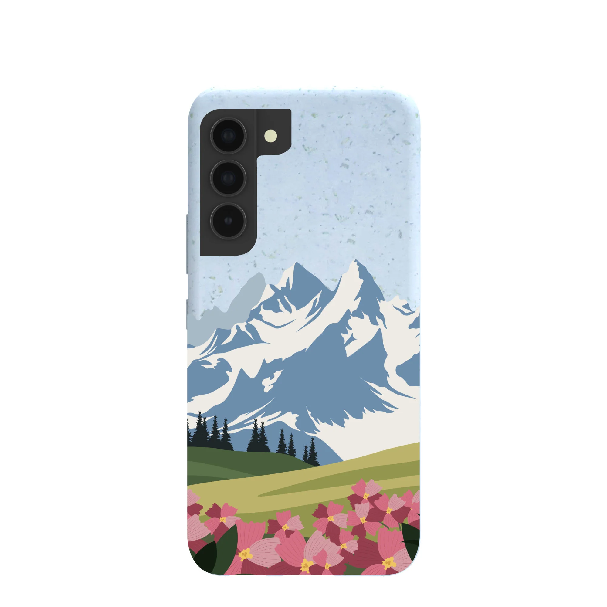 Powder Blue Mountains and Blooms Samsung Galaxy S22 Case