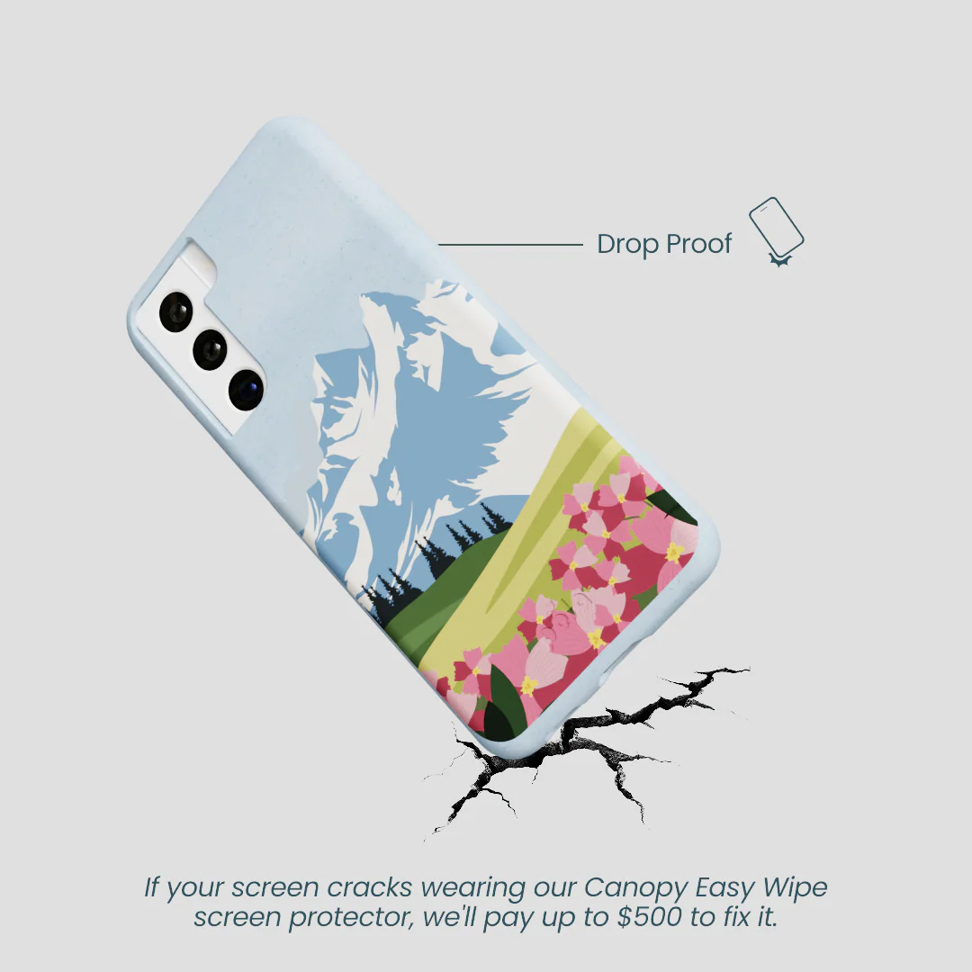 Powder Blue Mountains and Blooms Samsung Galaxy S22 Case - Image 4