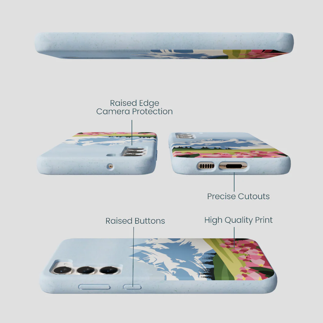 Powder Blue Mountains and Blooms Samsung Galaxy S23+(Plus) Case - Image 2