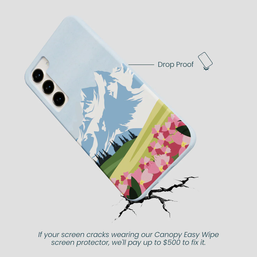 Powder Blue Mountains and Blooms Samsung Galaxy S23+(Plus) Case - Image 4