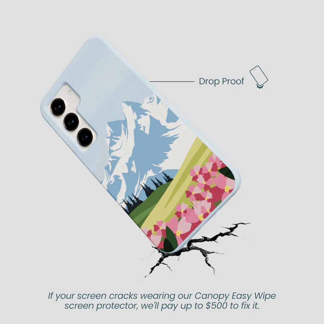Powder Blue Mountains and Blooms Samsung Galaxy S24 Case - Image 5