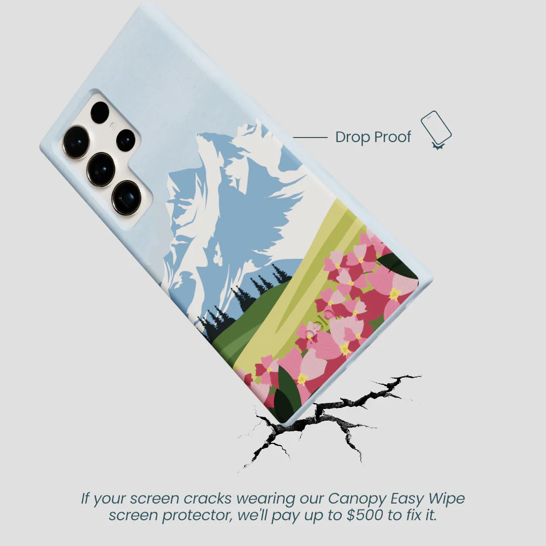 Powder Blue Mountains and Blooms Samsung Galaxy S24 Ultra Case - Image 5
