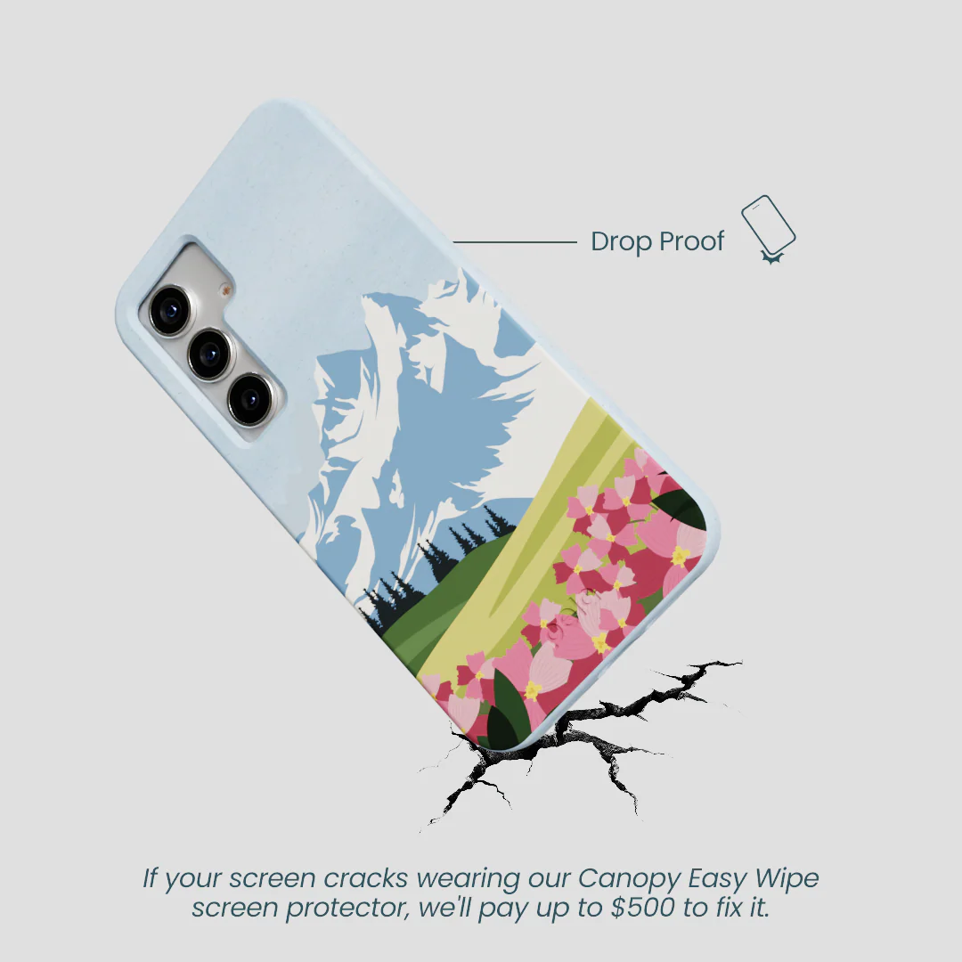 Powder Blue Mountains and Blooms Samsung Galaxy S25 Case - Image 5