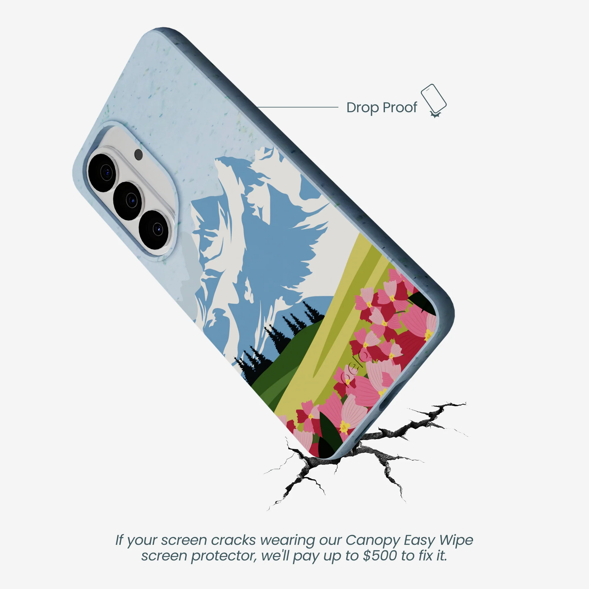 Powder Blue Mountains and Blooms Samsung Galaxy S26 Case - Image 4