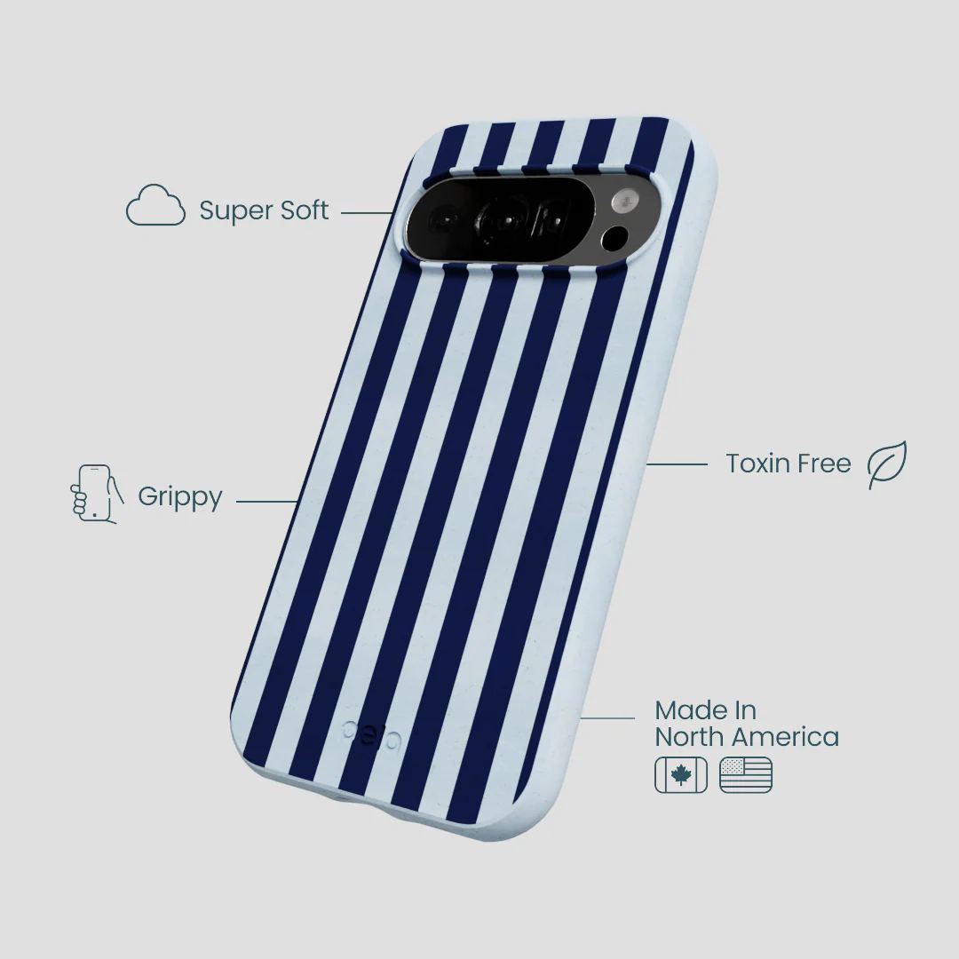 Powder Blue Navy Stripes Google Pixel 10/10 Pro Case - Image 3