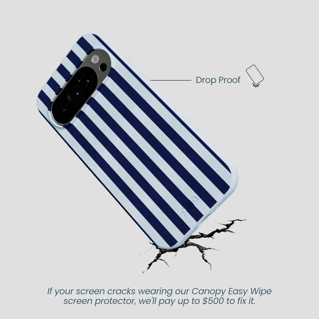 Powder Blue Navy Stripes Google Pixel 10/10 Pro Case - Image 4
