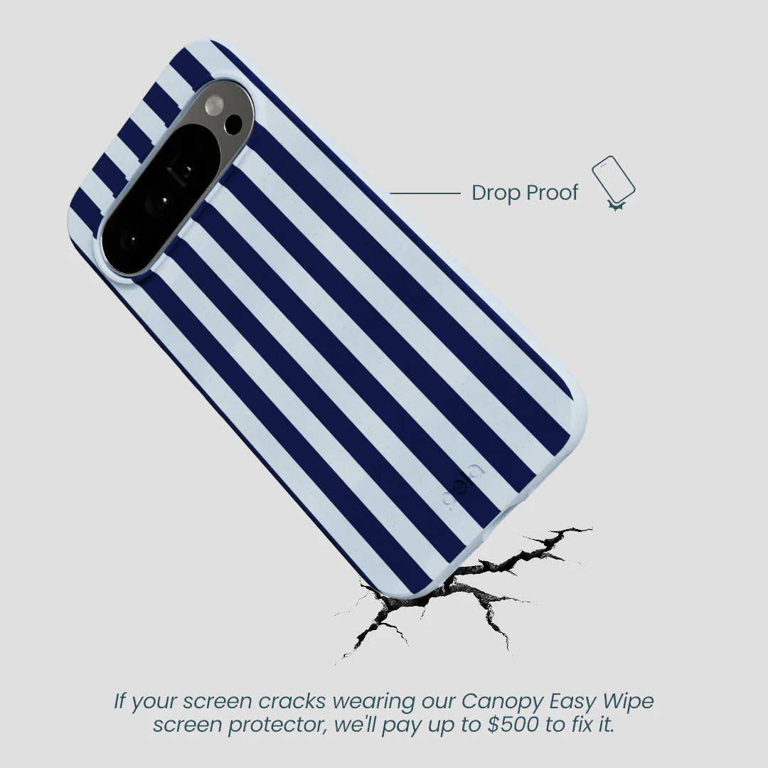 Powder Blue Navy Stripes Google Pixel 10 Pro XL Case - Image 4