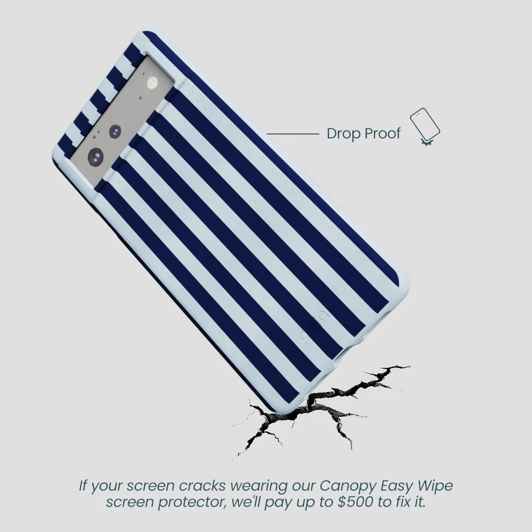 Powder Blue Navy Stripes Google Pixel 6a Case - Image 4