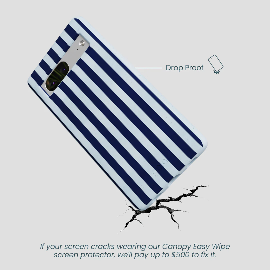 Powder Blue Navy Stripes Google Pixel 7a Case - Image 4