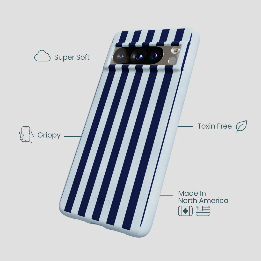 Powder Blue Navy Stripes Google Pixel 8 Pro Case - Image 3