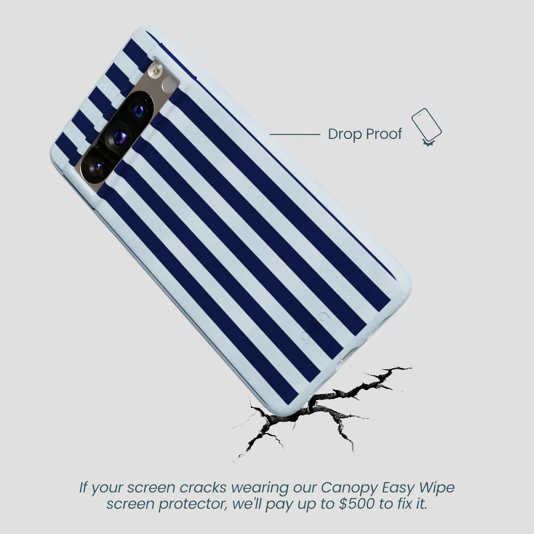 Powder Blue Navy Stripes Google Pixel 8 Pro Case - Image 4
