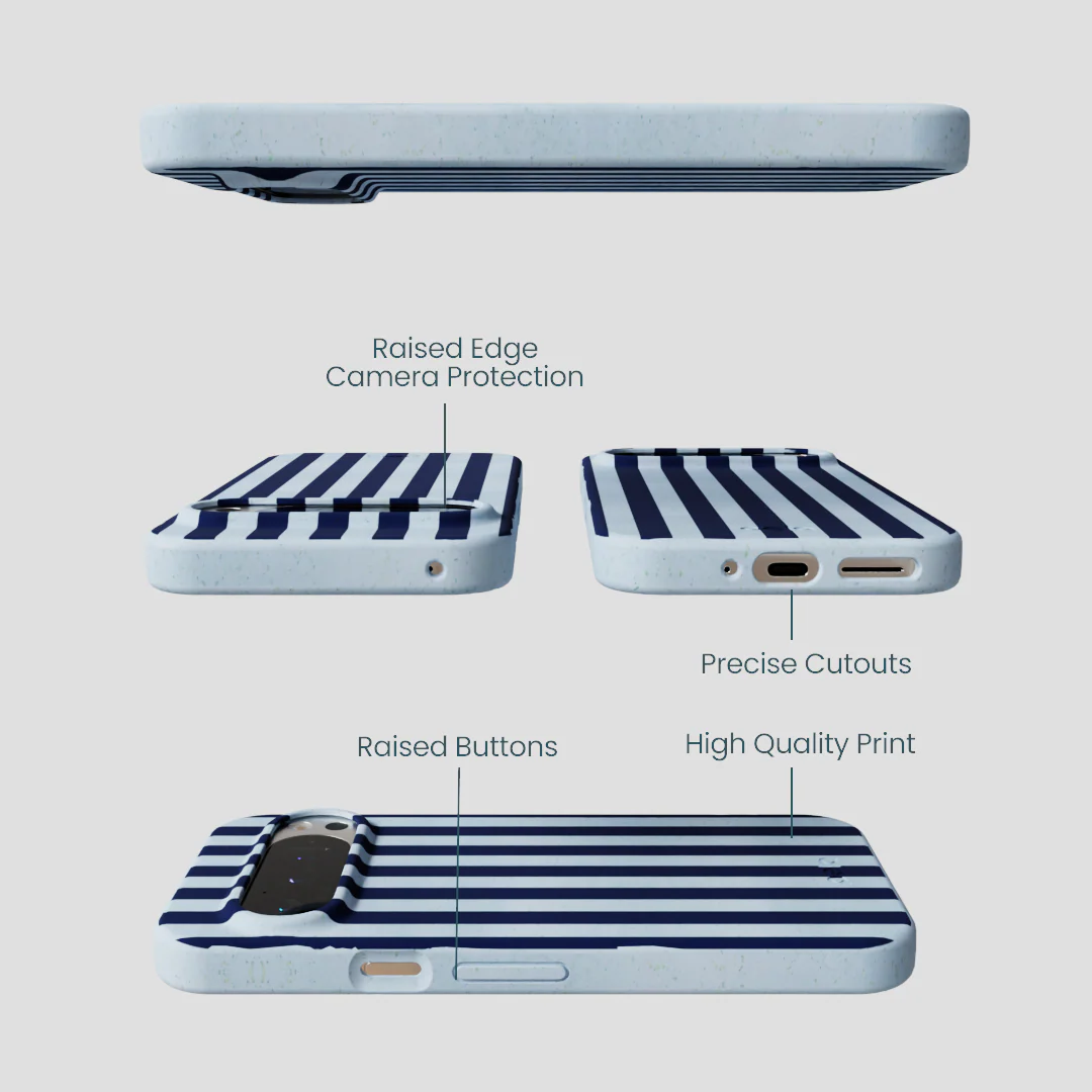Powder Blue Navy Stripes Google Pixel 9/9 Pro Case - Image 2