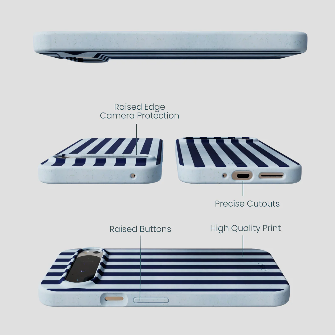 Powder Blue Navy Stripes Google Pixel 9 Pro XL Case - Image 2