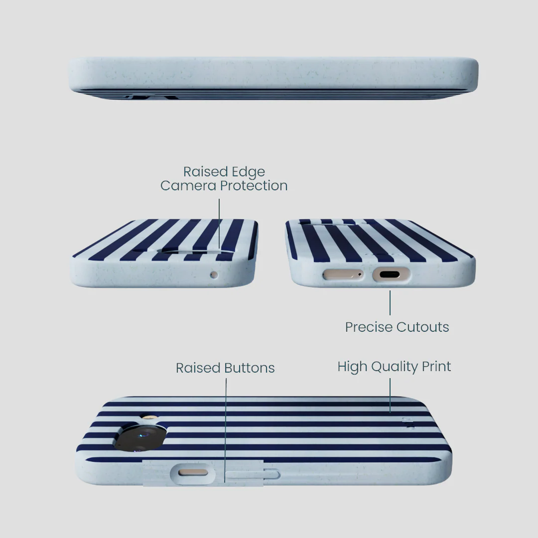 Powder Blue Navy Stripes Google Pixel 9a Case - Image 2