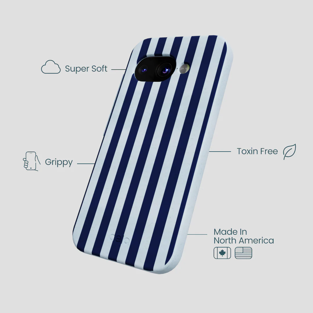 Powder Blue Navy Stripes Google Pixel 9a Case - Image 3