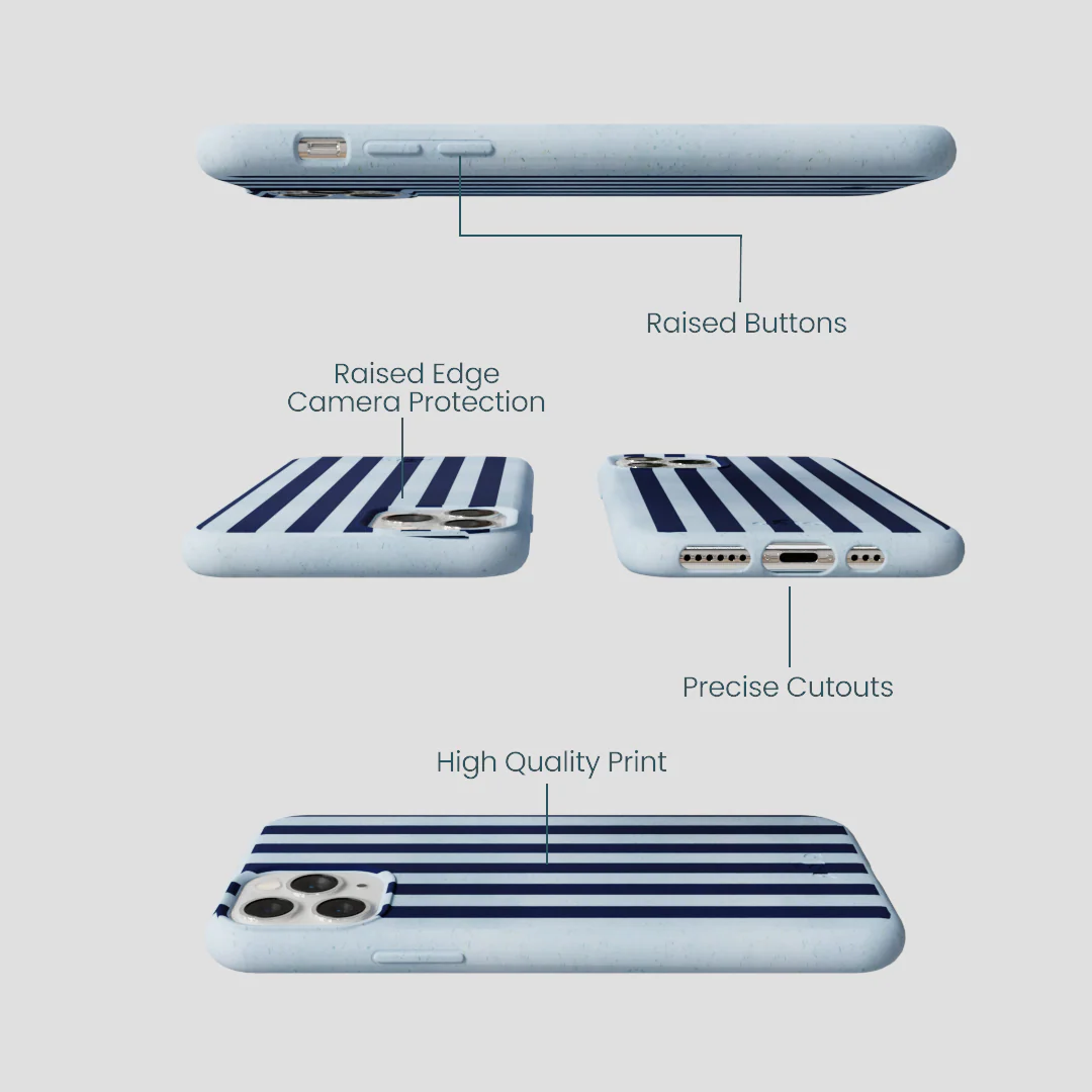 Powder Blue Navy Stripes iPhone 11 Pro Case - Image 3