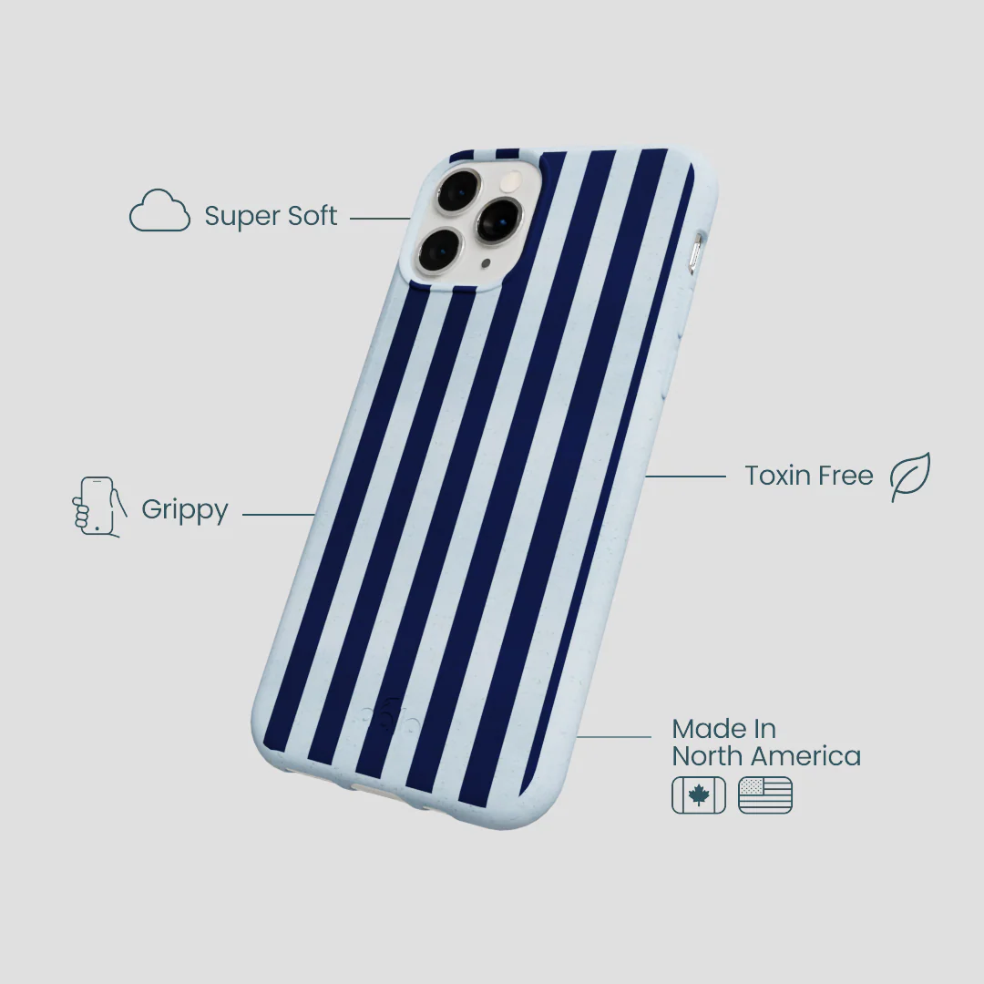 Powder Blue Navy Stripes iPhone 11 Pro Case - Image 4