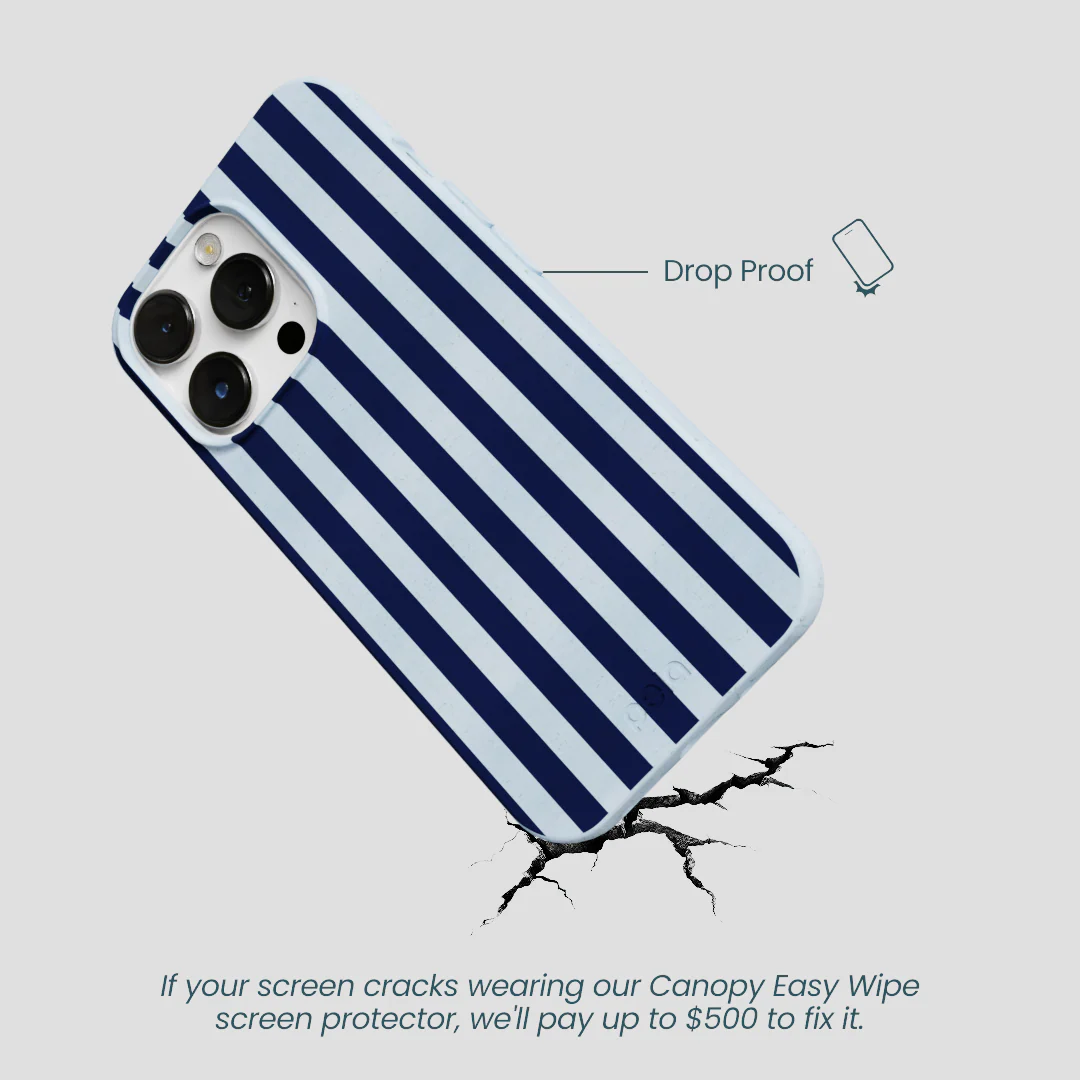 Powder Blue Navy Stripes iPhone 13 Pro Max Case - Image 5